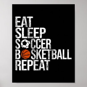 Affiche Mangez Sleep Soccer Sketll Répéter Funny Sport Pla