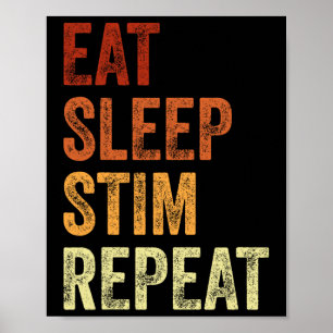 Affiche Mangez Sleep Stim Répéter Funny Sensibilisation su