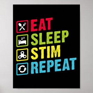 Affiche Mangez Sleep Stim Répétez Sensibilisation sur l'au