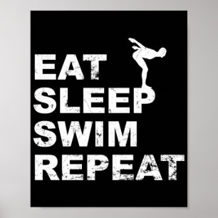Affiche Mangez Sleep Swim Repeat - Citation drôle pour Swi
