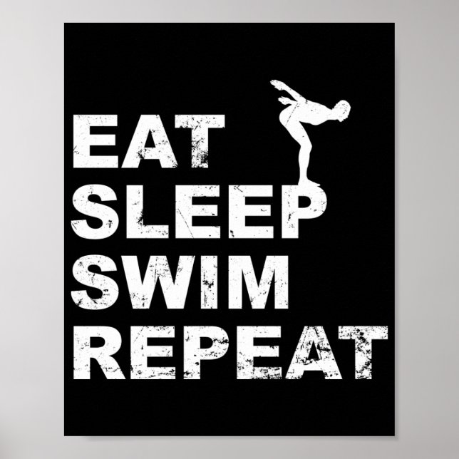 Affiche Mangez Sleep Swim Repeat - Citation drôle pour Swi (Devant)