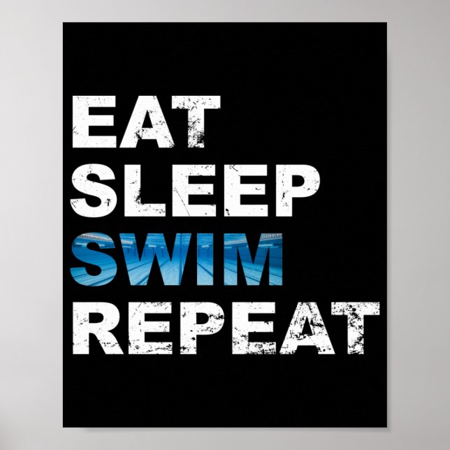 Affiche Mangez Sleep Swim Repeat - Drôle cadeau pour nageu (Devant)