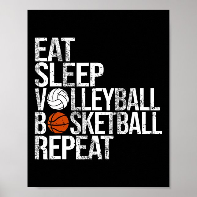 Affiche Mangez Sleep Volleyll Sketll Répéter Funny Ll (Devant)