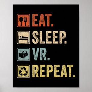 Affiche Mangez Sleep Vr Répéter Jeu Vintage Jeu Virtual R