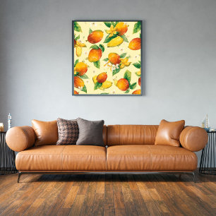 Affiche Mango Madness Motif aquarelle tropical de mangue