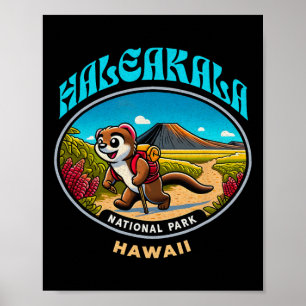 Affiche Mangouste en randonnée au parc national de Haleaka