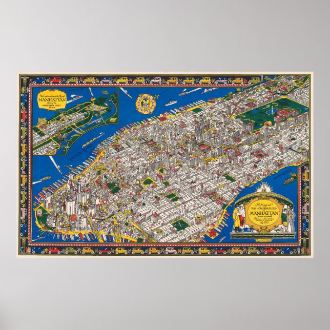 AFFICHE MANHATTAN ART DECO MAP 1926 (Devant)