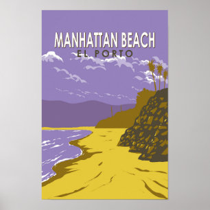 Affiche Manhattan Beach California Travel Art Vintage