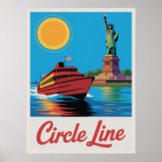 Affiche Manhattan Ferry Circle Line Statue de la Liberté V
