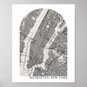 Affiche Manhattan New York Boho Minimal Arch Street Carte