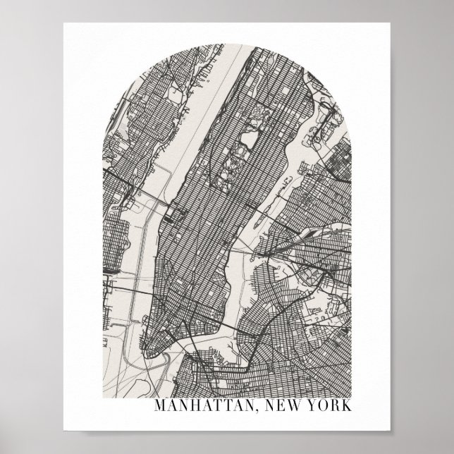 Affiche Manhattan New York Boho Minimal Arch Street Carte (Devant)