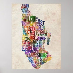 Affiche Manhattan New York Carte typographique