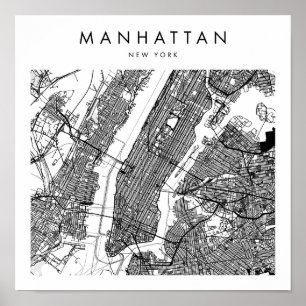 Affiche Manhattan New York Minimal Modern Street Map