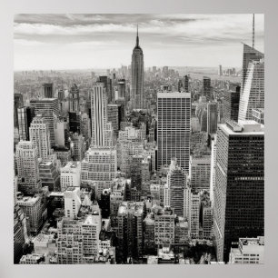 Affiche Manhattan, New York (panorama noir et blanc)