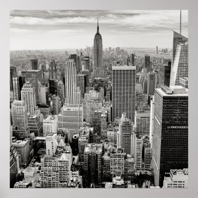 Affiche Manhattan, New York (panorama noir et blanc) (Devant)