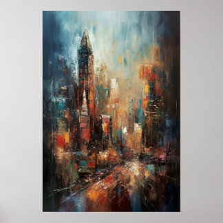 Affiche Manhattan New York peinture Abstraite à l'huile