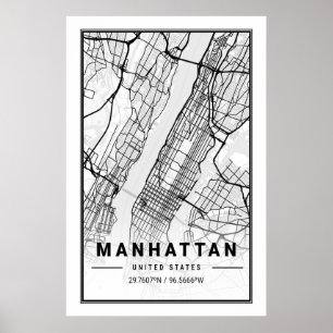 Affiche Manhattan New York USA Cities Travel City Map