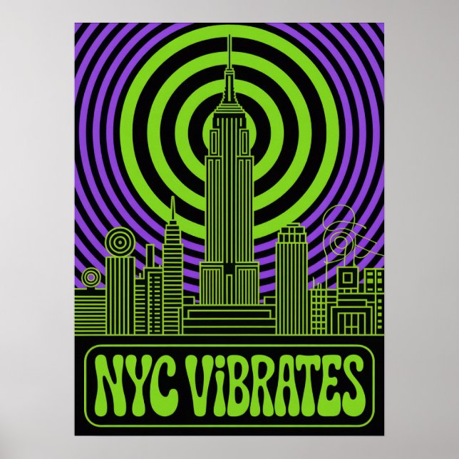 Affiche Manhattan NYC Vibrations Empire State Building Art (Devant)