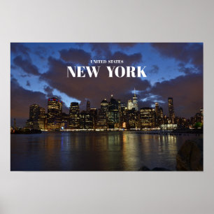 Affiche Manhattan Skyline À La Nuit - New York