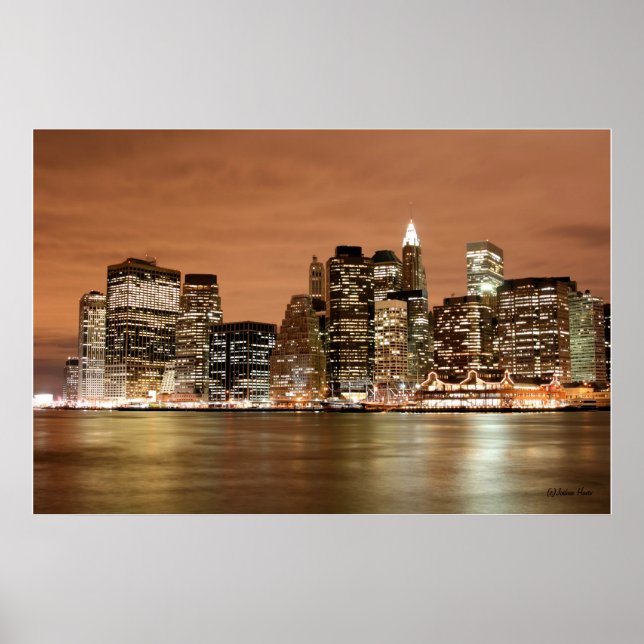 Affiche Manhattan skyline à Night Lights, New York (Devant)
