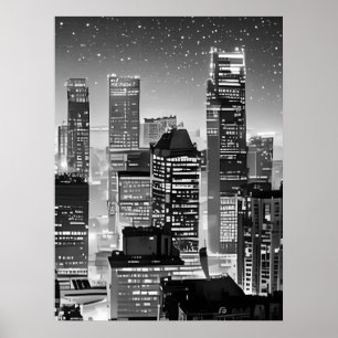 Affiche Manhattan Under the Stars en noir et blanc