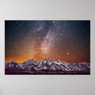 Affiche Manière laiteuse au-dessus de Teton grand