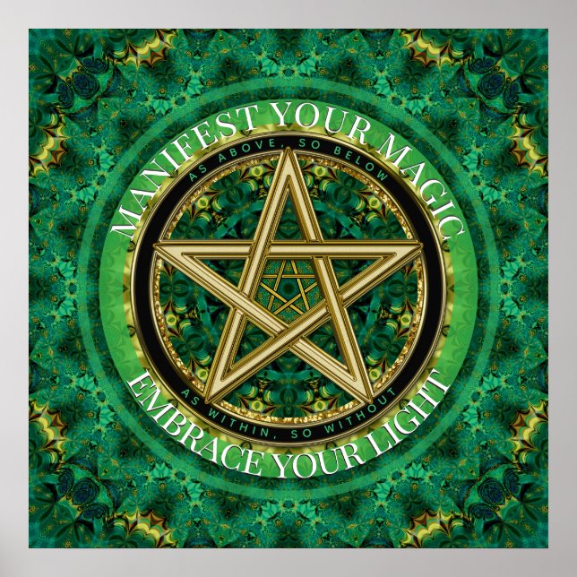 Affiche Manifest Your Magic Golden Pentacle Nature Green (Devant)