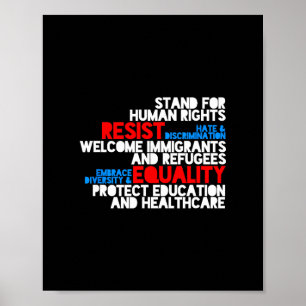 Affiche Manifestation anti Trump Droits de l'Homme Résiste