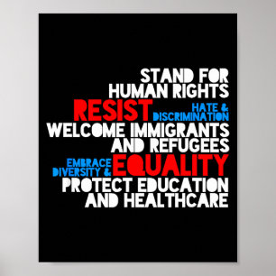 Affiche Manifestation anti trump droits de l'homme résiste