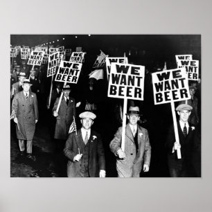 Affiche Manifestation contre la bière Prohibition 1950 Pho