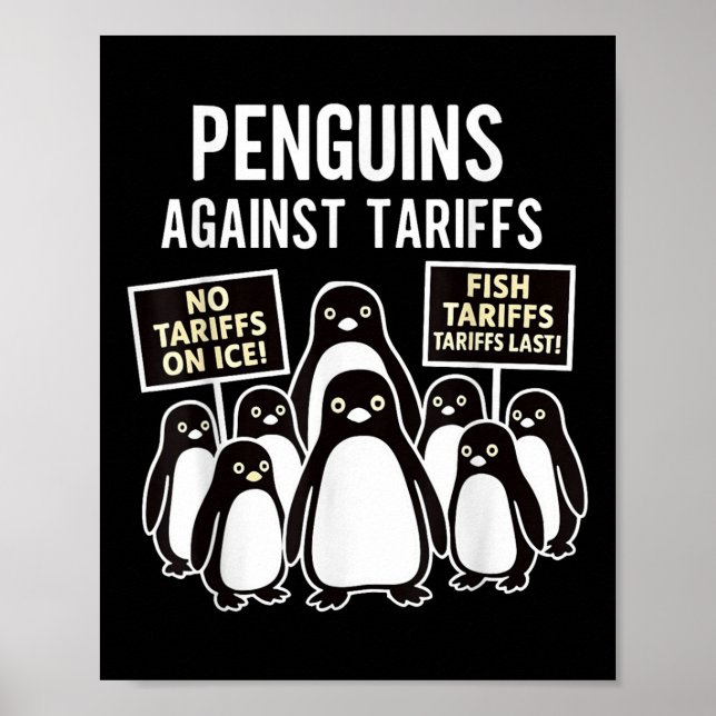 Affiche Manifestation de manchots contre les tarifs douani (Devant)