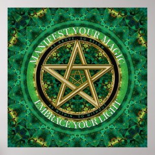 Affiche Manifestez votre nature de pentacle doré magique v