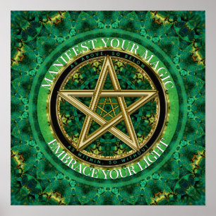 Affiche Manifestez votre nature de pentacle doré magique v