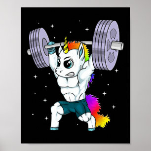 Affiche Manly Unicorn Bodybuilding Muscle Drôle Entraîneme