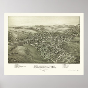 Affiche Mannington, carte panoramique de WV - 1897