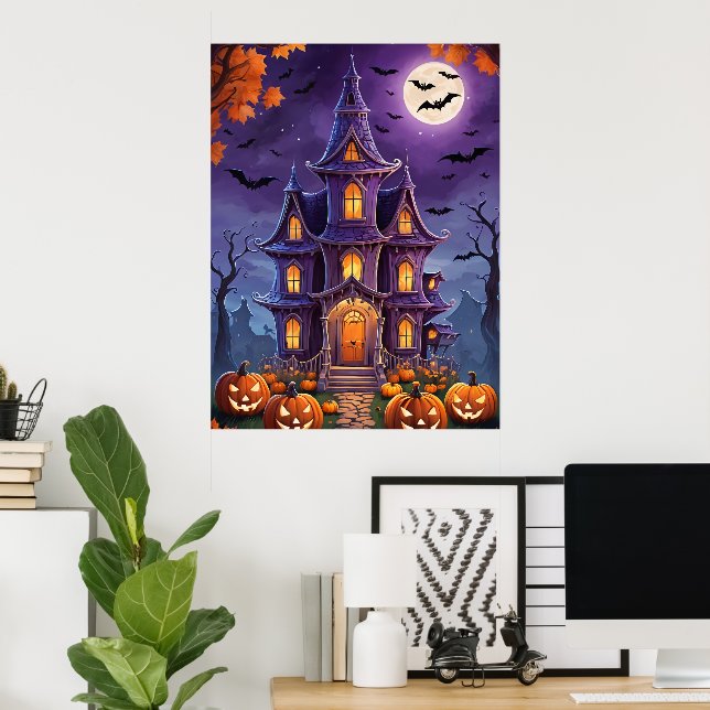 Affiche Manoir d'Halloween enchanté (Bureau à domicile)