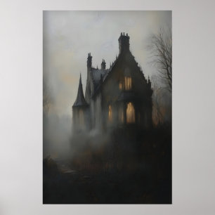 Affiche Manoir gothique hanté, Art imprimable, Académie so