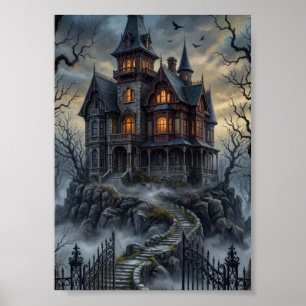 Affiche Manoir gothique hanté victorien Académie sombre