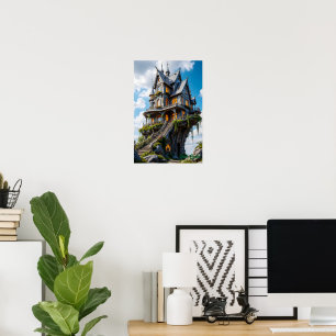 Affiche Manoir gothique majestueux au bord de la falaise