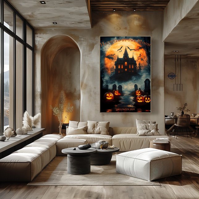 Affiche Manoir hanté Halloween avec citrouilles Jack-O'-La (Créateur téléchargé)