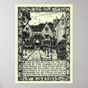 Affiche Manoir vintage Kelmscott par William Morris