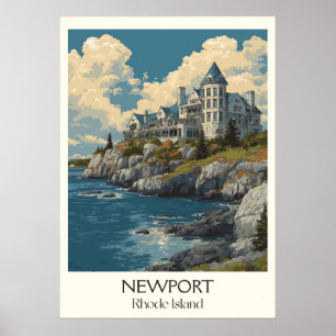 Affiche Manoirs de Newport Rhode Island Côte