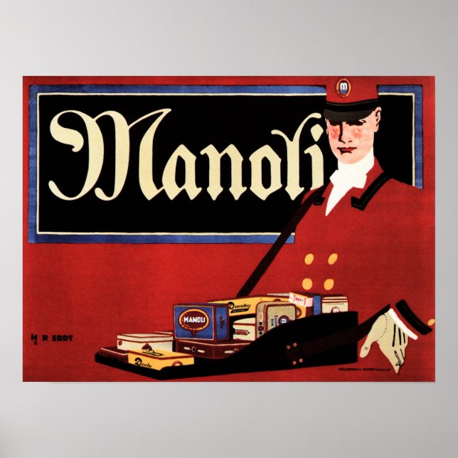 Affiche MANOLI Cigars Hans Rudi Erdt German Sachplakat (Devant)