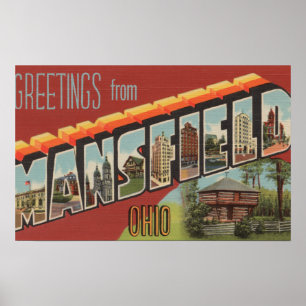 Affiche Mansfield, Ohio - Scènes de grandes lettres