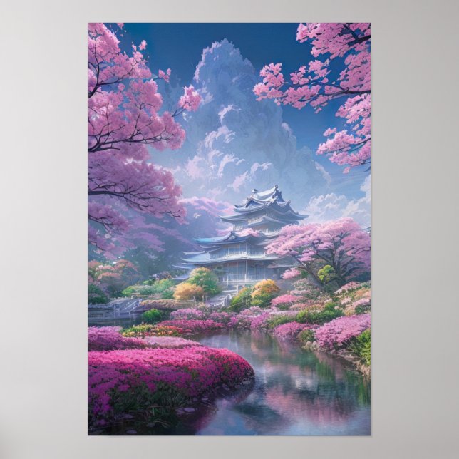 Affiche Mansion dans un jardin de fleurs (Devant)