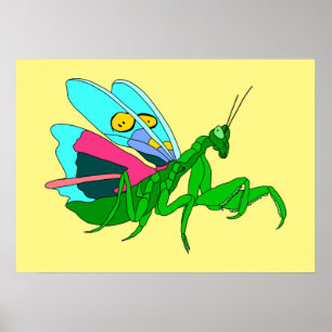 Affiche Mantis de prière colorée