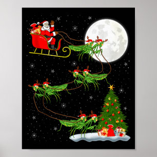 Affiche Mantis insecte Père Noël traîneau volant drôle mag