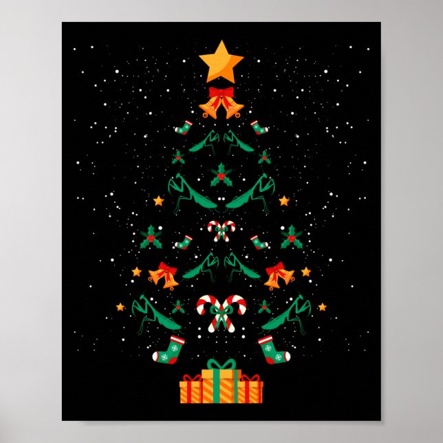 Affiche Mantis Mante Religieuse Insecte Arbre de Noël Xmas (Devant)