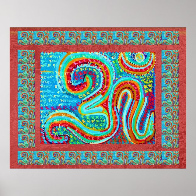 Affiche MANTRA : Om 108 fois Saint Arrière - plan rouge (Devant)