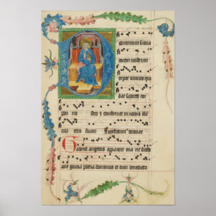 Affiche Manuscrit de Chant médiéval Grégorien